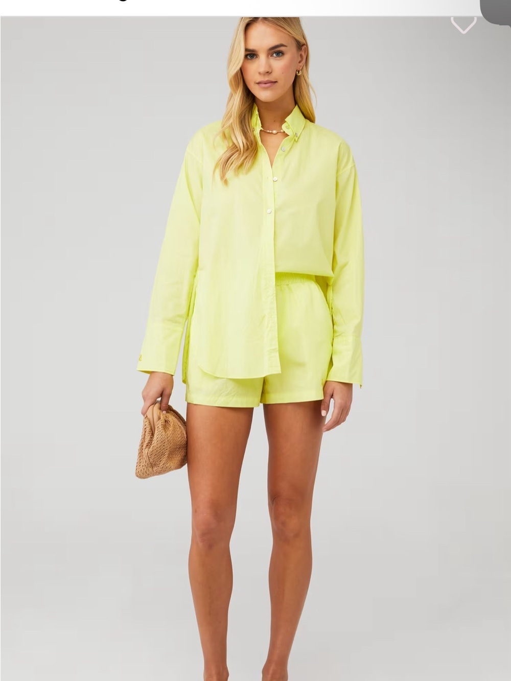 Araminta James Portugal Shirt & Shorts Set Neon Lime XS